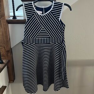 Navy and white striped dress